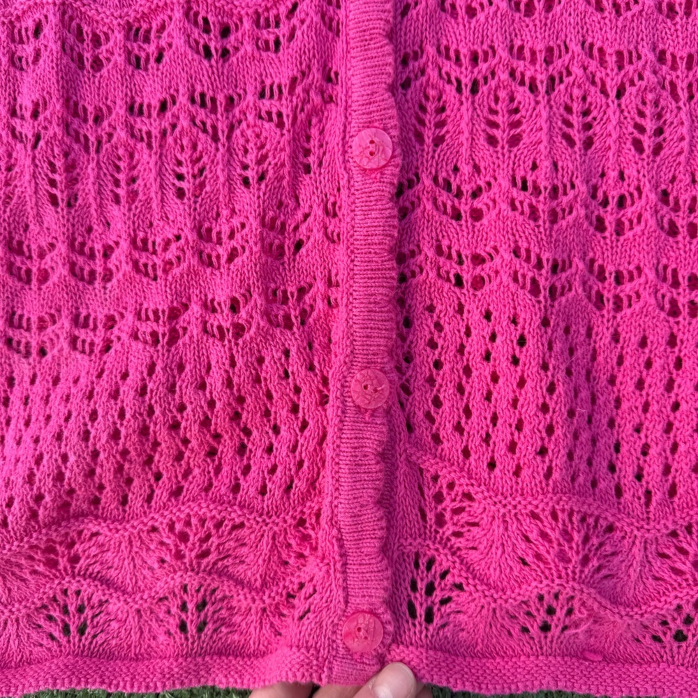 Valentine’s Day coquette pink lace crochet cardigan - Picture 3 of 5